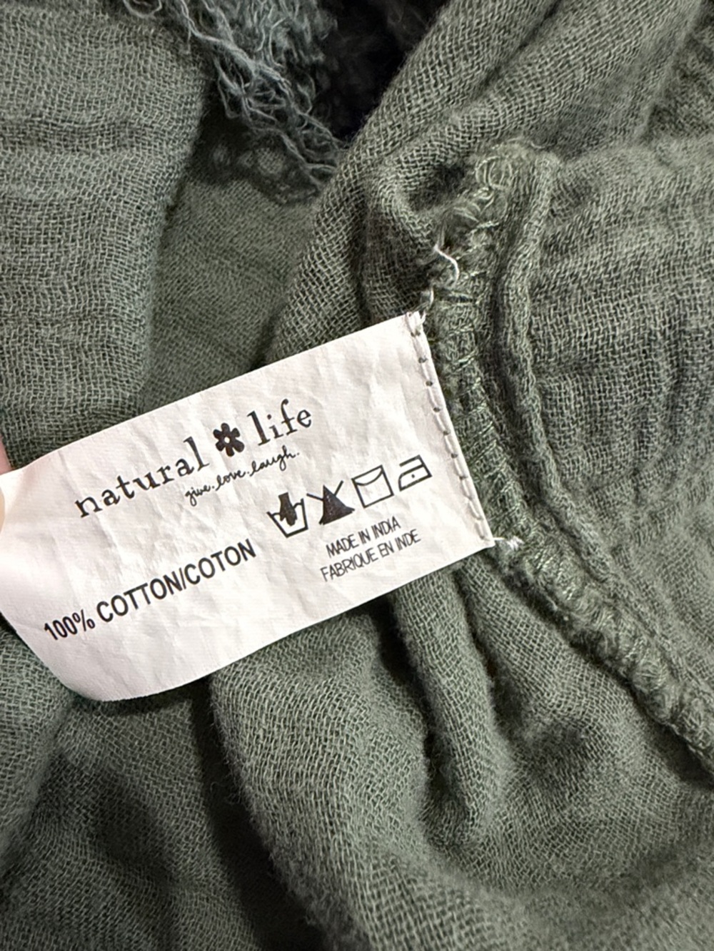 Natural Life Cotton Gauze Raw Hem Tunic with Pockets Green Size XL - Picture 7 of 10